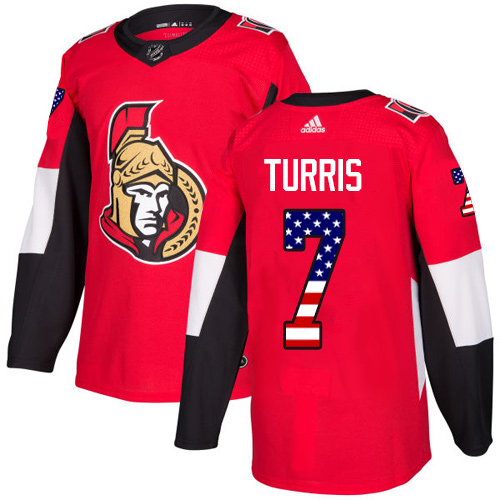 Adidas Senators #7 Kyle Turris Red Home Authentic USA Flag Stitched NHL Jersey